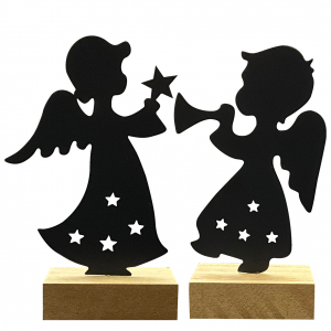 Metall-Engel auf Holzsockel